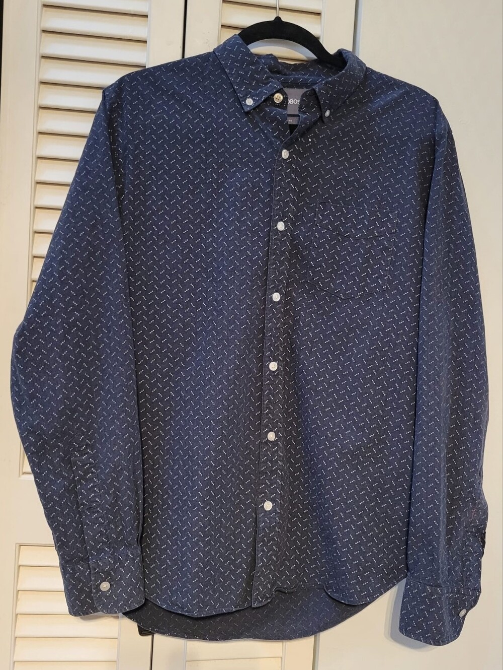 Men’s Bonobos Navy Button Down Shirt Size L 100% cotton Business Casual